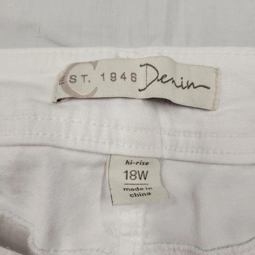 Denim hi rise white cut off jean shorts size 18W - Picture 3 of 5